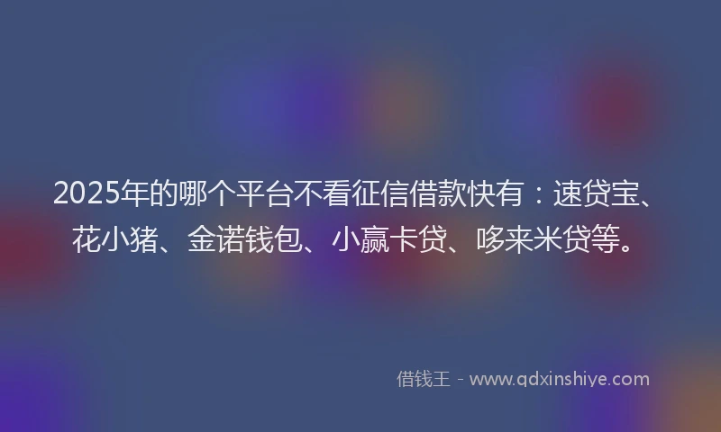 2025年的哪个平台不看征信借款快有：速贷宝、花小猪、金诺钱包、小赢卡贷、哆来米贷等。