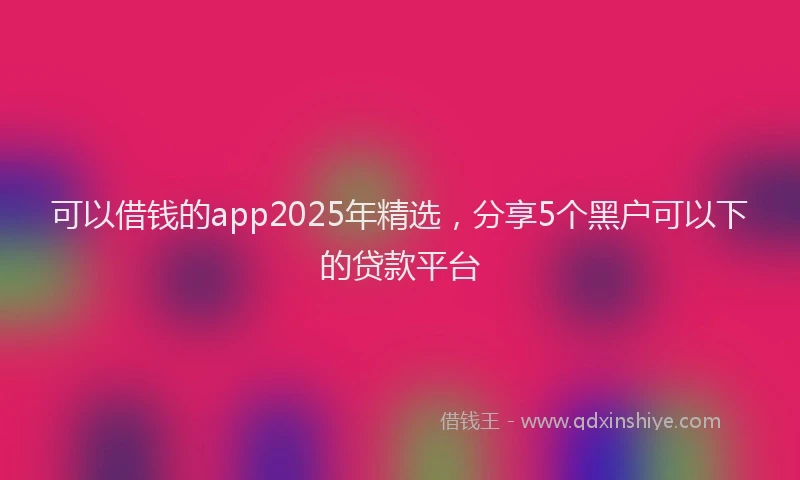 可以借钱的app2025年精选，分享5个黑户可以下的贷款平台