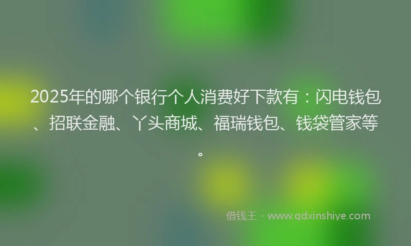 2025年的哪个银行个人消费好下款有：闪电钱包、招联金融、丫头商城、福瑞钱包、钱袋管家等。