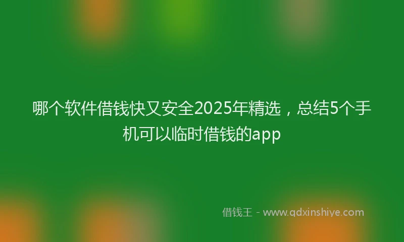 哪个软件借钱快又安全2025年精选，总结5个手机可以临时借钱的app