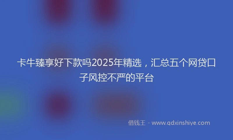卡牛臻享好下款吗2025年精选，汇总五个网贷口子风控不严的平台