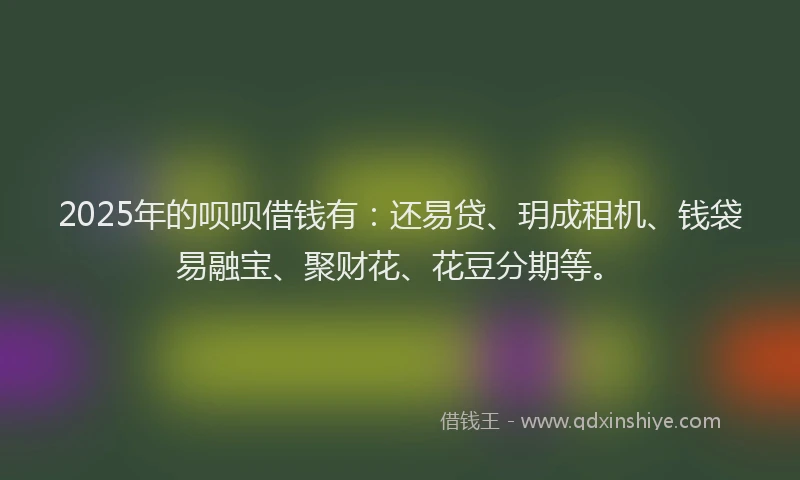2025年的呗呗借钱有：还易贷、玥成租机、钱袋易融宝、聚财花、花豆分期等。