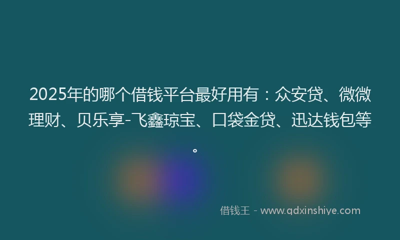 2025年的哪个借钱平台最好用有：众安贷、微微理财、贝乐享-飞鑫琼宝、口袋金贷、迅达钱包等。