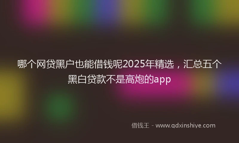 哪个网贷黑户也能借钱呢2025年精选，汇总五个黑白贷款不是高炮的app
