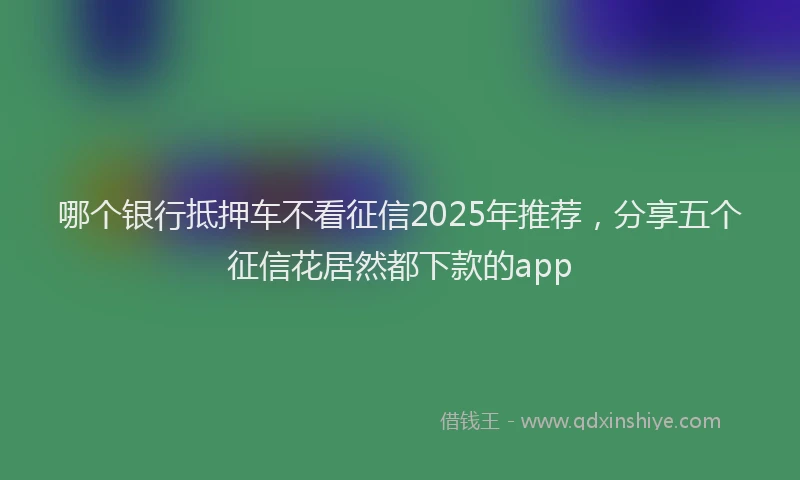 哪个银行抵押车不看征信2025年推荐，分享五个征信花居然都下款的app
