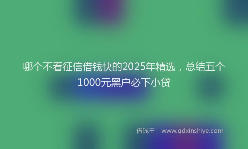 哪个不看征信借钱快的2025年精选，总结五个1000元黑户必下小贷