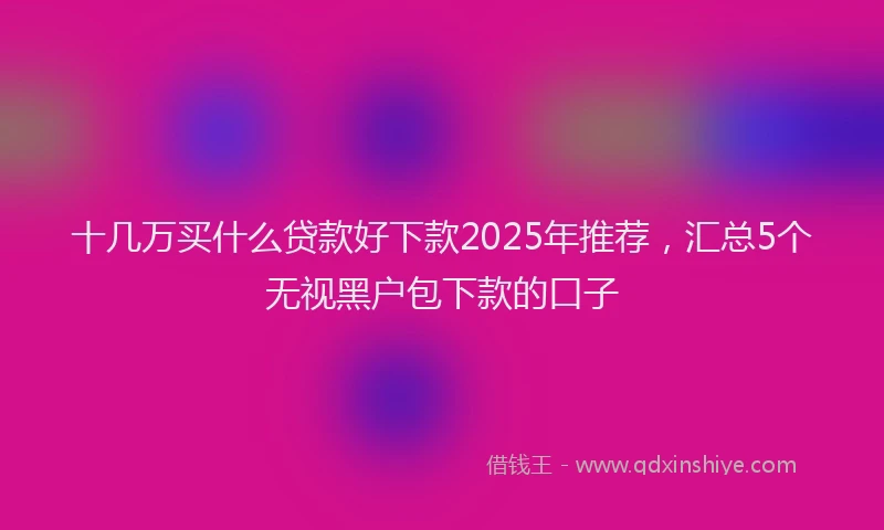 十几万买什么贷款好下款2025年推荐，汇总5个无视黑户包下款的口子