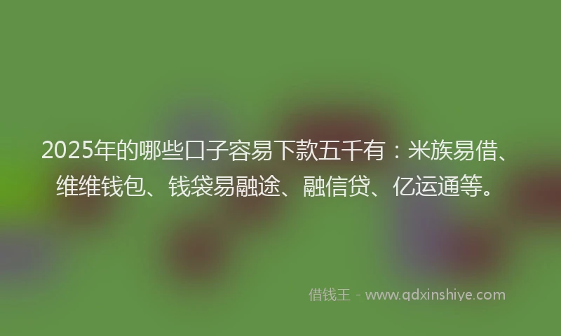 2025年的哪些口子容易下款五千有：米族易借、维维钱包、钱袋易融途、融信贷、亿运通等。