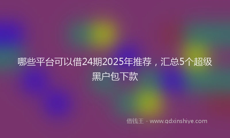 哪些平台可以借24期2025年推荐，汇总5个超级黑户包下款