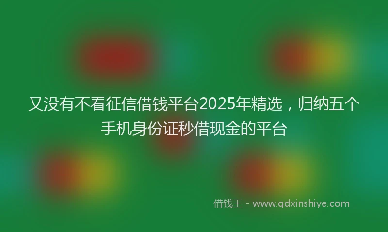 又没有不看征信借钱平台2025年精选，归纳五个手机身份证秒借现金的平台