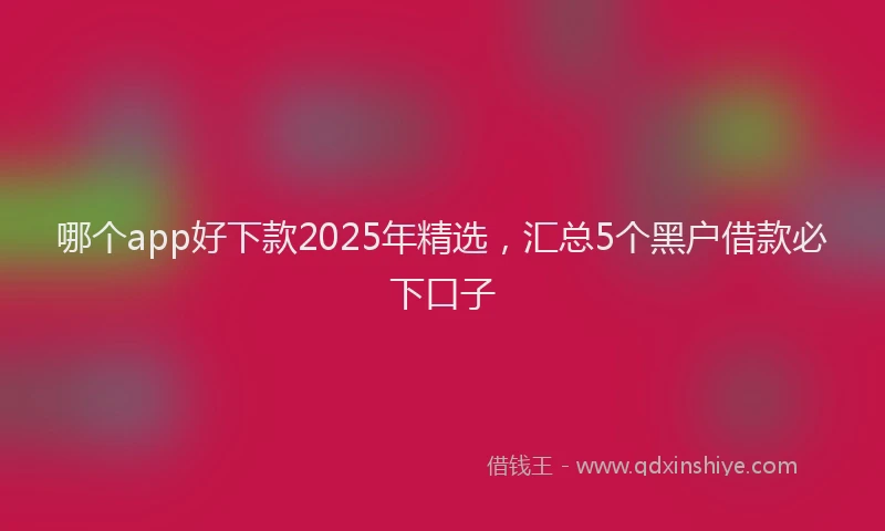 哪个app好下款2025年精选，汇总5个黑户借款必下口子