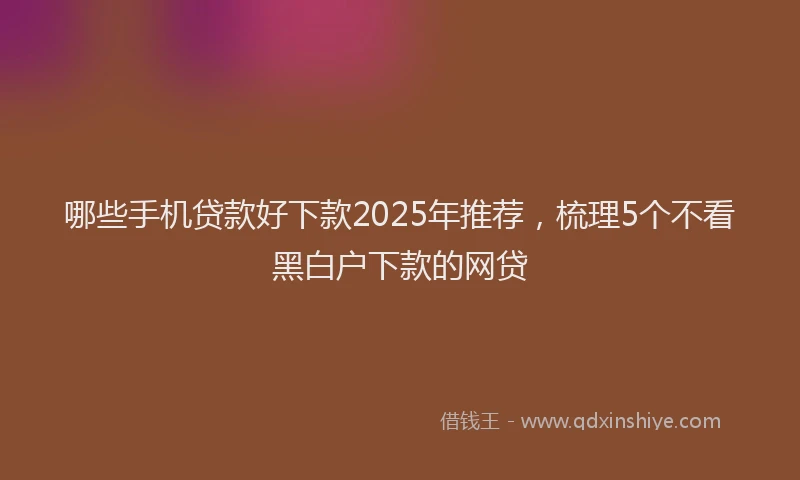 哪些手机贷款好下款2025年推荐，梳理5个不看黑白户下款的网贷