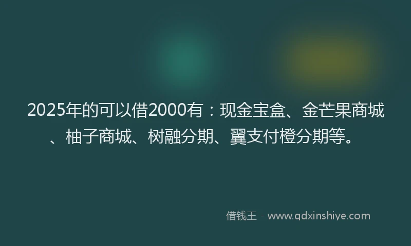2025年的可以借2000有：现金宝盒、金芒果商城、柚子商城、树融分期、翼支付橙分期等。