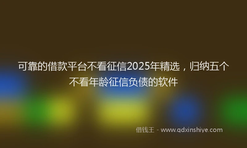 可靠的借款平台不看征信2025年精选，归纳五个不看年龄征信负债的软件
