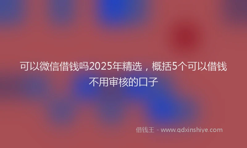 可以微信借钱吗2025年精选，概括5个可以借钱不用审核的口子