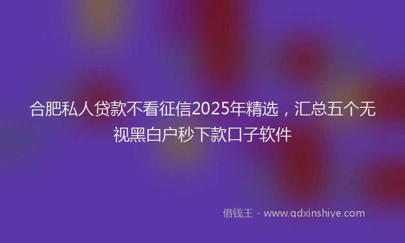 合肥私人贷款不看征信2025年精选，汇总五个无视黑白户秒下款口子软件