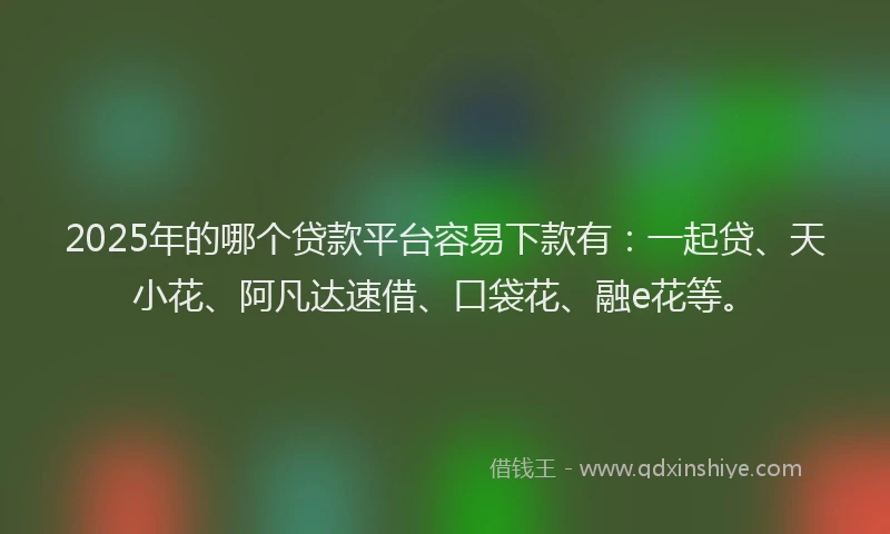 2025年的哪个贷款平台容易下款有：一起贷、天小花、阿凡达速借、口袋花、融e花等。