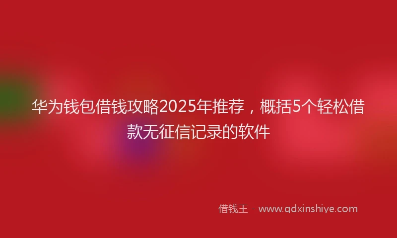 华为钱包借钱攻略2025年推荐，概括5个轻松借款无征信记录的软件