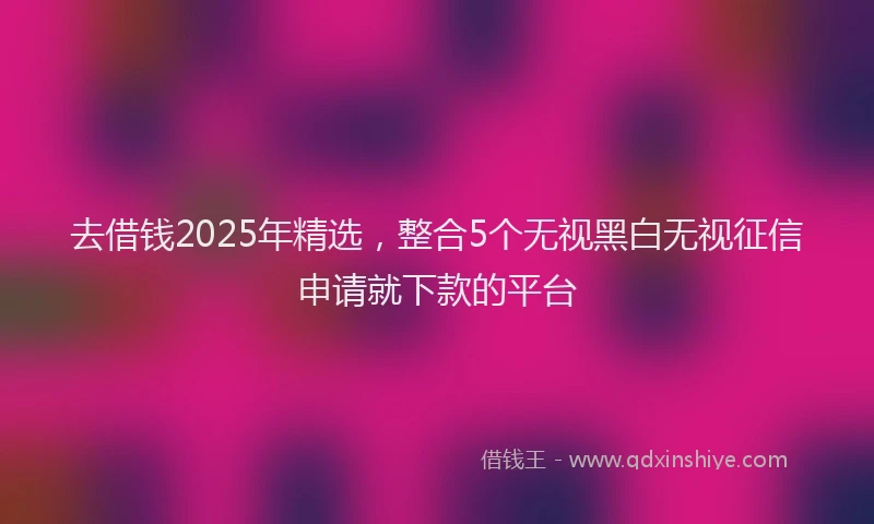 去借钱2025年精选，整合5个无视黑白无视征信申请就下款的平台