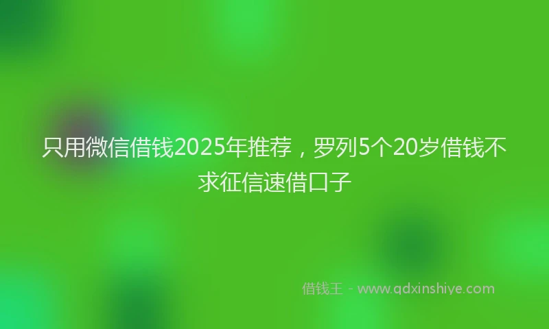 只用微信借钱2025年推荐，罗列5个20岁借钱不求征信速借口子
