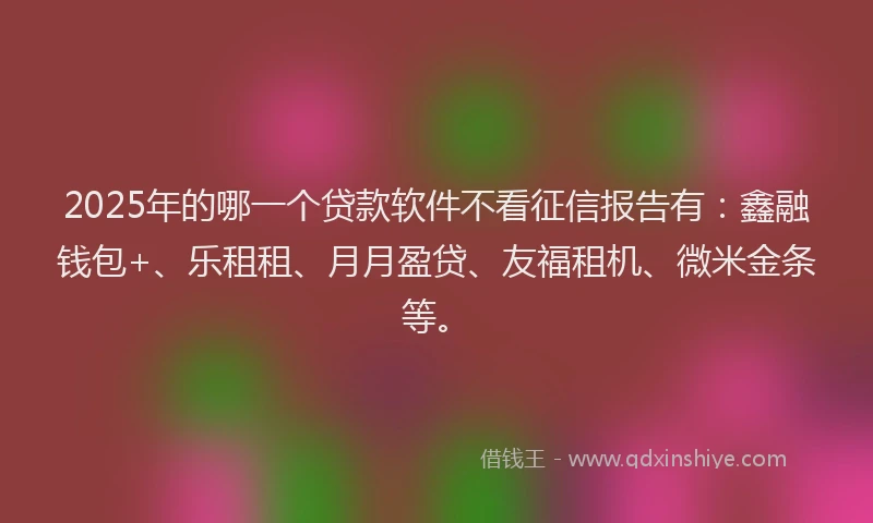 2025年的哪一个贷款软件不看征信报告有：鑫融钱包+、乐租租、月月盈贷、友福租机、微米金条等。
