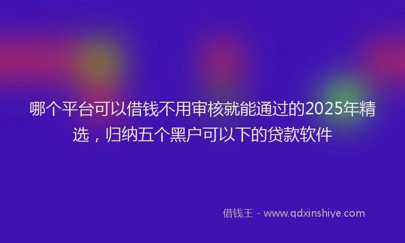 哪个平台可以借钱不用审核就能通过的2025年精选，归纳五个黑户可以下的贷款软件