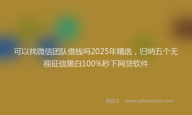 可以找微信团队借钱吗2025年精选，归纳五个无视征信黑白100%秒下网贷软件