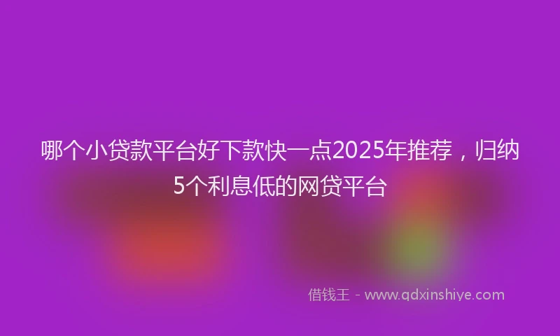 哪个小贷款平台好下款快一点2025年推荐，归纳5个利息低的网贷平台