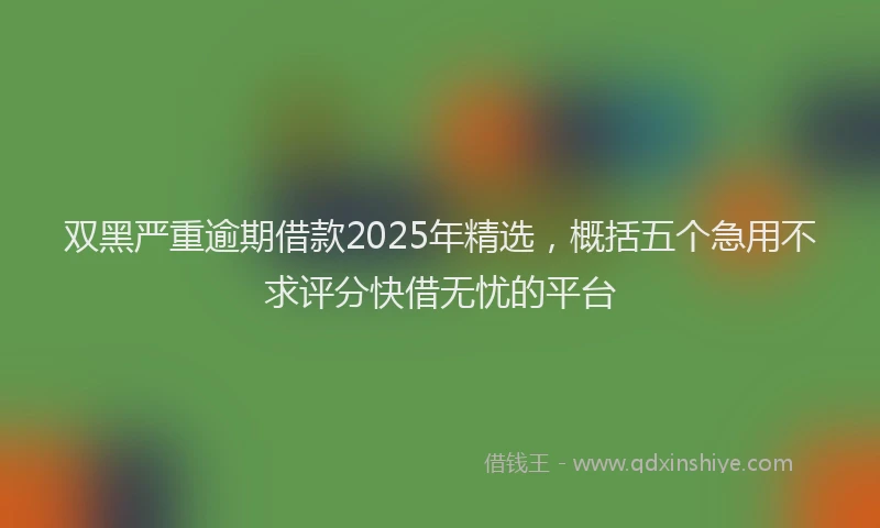 双黑严重逾期借款2025年精选，概括五个急用不求评分快借无忧的平台