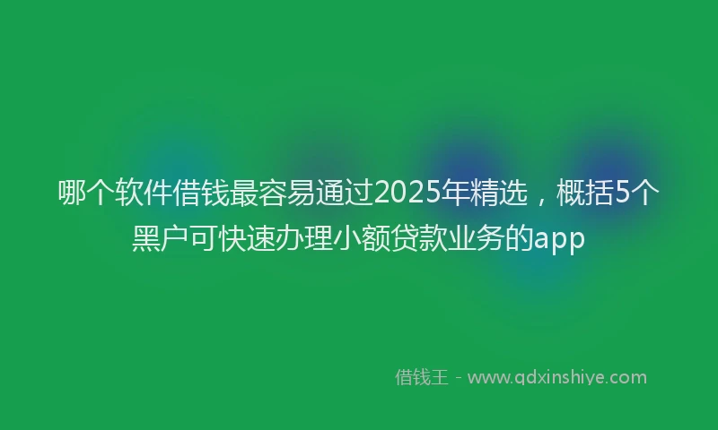 哪个软件借钱最容易通过2025年精选，概括5个黑户可快速办理小额贷款业务的app