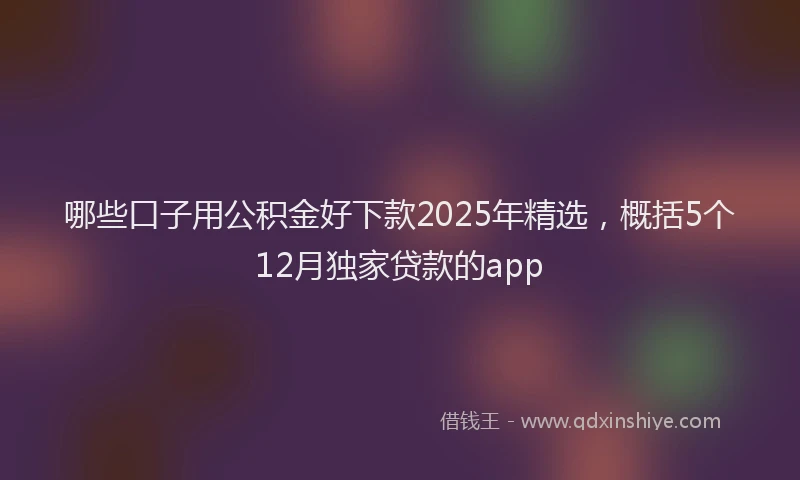 哪些口子用公积金好下款2025年精选，概括5个12月独家贷款的app
