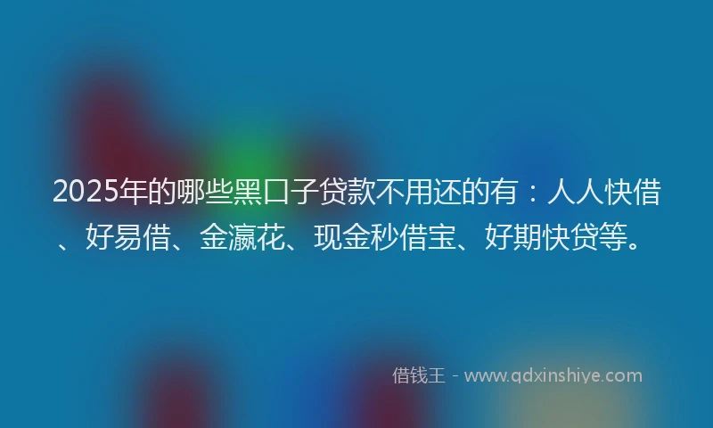 2025年的哪些黑口子贷款不用还的有：人人快借、好易借、金瀛花、现金秒借宝、好期快贷等。