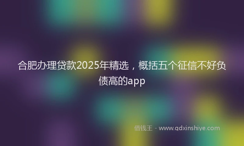 合肥办理贷款2025年精选，概括五个征信不好负债高的app
