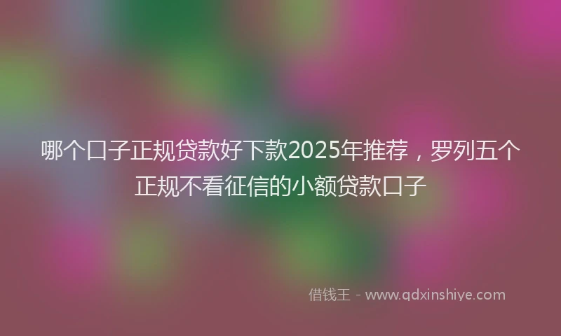 哪个口子正规贷款好下款2025年推荐，罗列五个正规不看征信的小额贷款口子