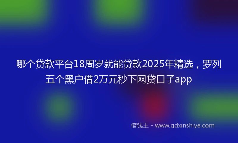 哪个贷款平台18周岁就能贷款2025年精选，罗列五个黑户借2万元秒下网贷口子app