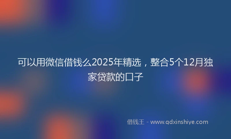 可以用微信借钱么2025年精选，整合5个12月独家贷款的口子