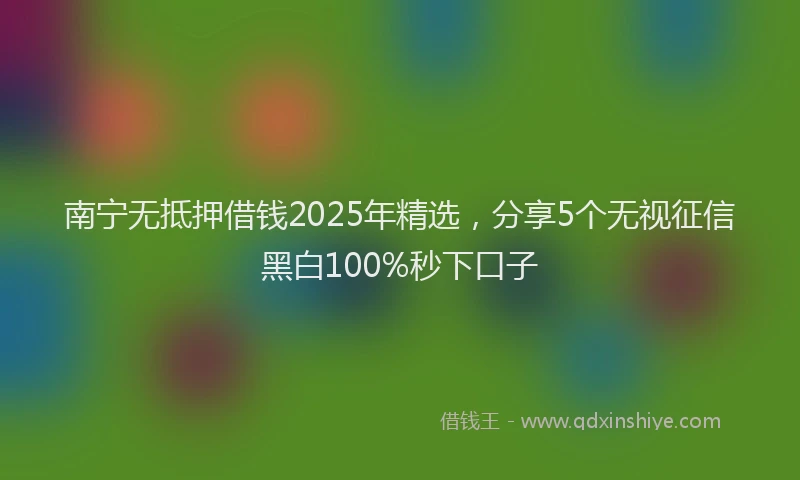 南宁无抵押借钱2025年精选，分享5个无视征信黑白100%秒下口子