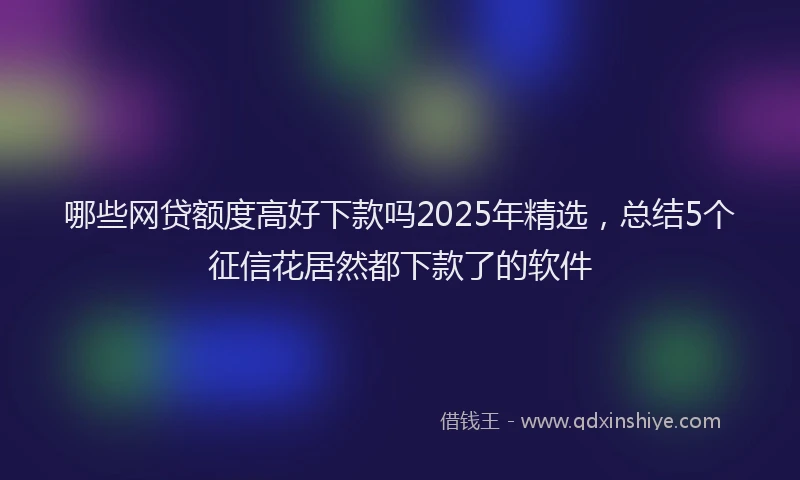 哪些网贷额度高好下款吗2025年精选，总结5个征信花居然都下款了的软件