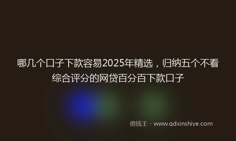 哪几个口子下款容易2025年精选，归纳五个不看综合评分的网贷百分百下款口子