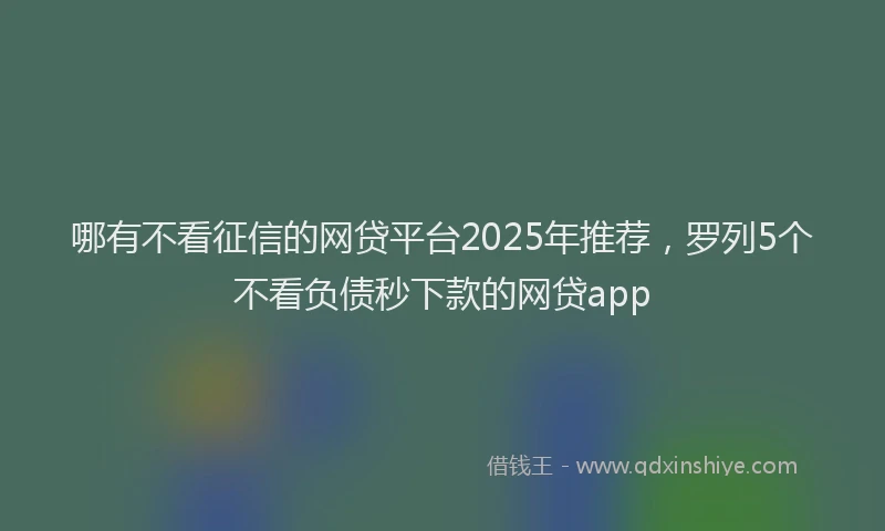 哪有不看征信的网贷平台2025年推荐，罗列5个不看负债秒下款的网贷app