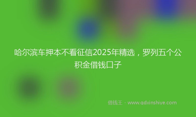 哈尔滨车押本不看征信2025年精选，罗列五个公积金借钱口子