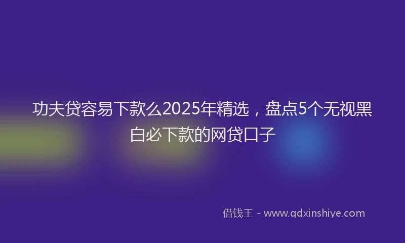 功夫贷容易下款么2025年精选，盘点5个无视黑白必下款的网贷口子