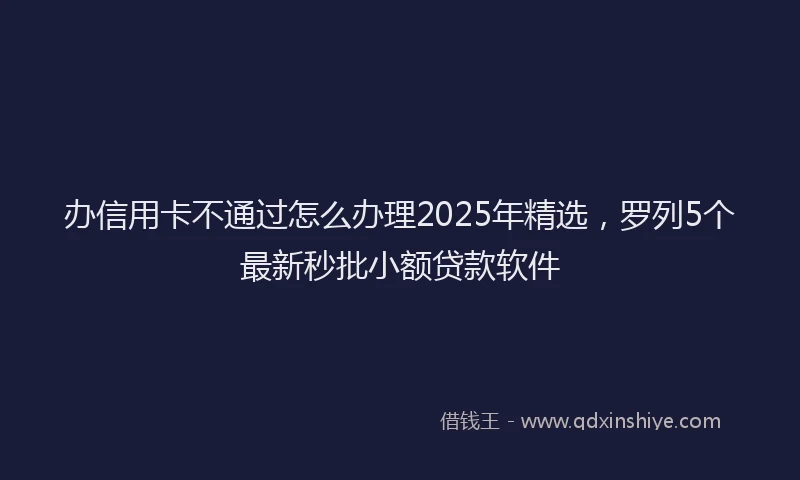 办信用卡不通过怎么办理2025年精选，罗列5个最新秒批小额贷款软件