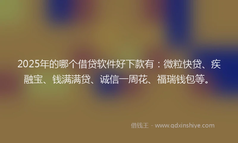 2025年的哪个借贷软件好下款有：微粒快贷、疾融宝、钱满满贷、诚信一周花、福瑞钱包等。