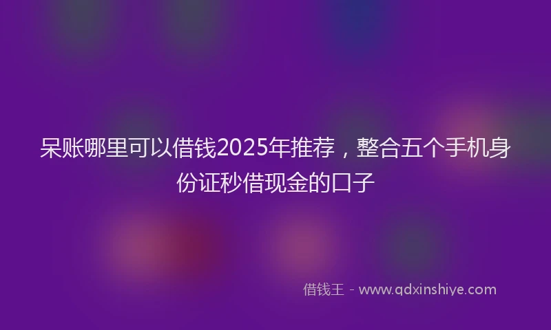 呆账哪里可以借钱2025年推荐，整合五个手机身份证秒借现金的口子
