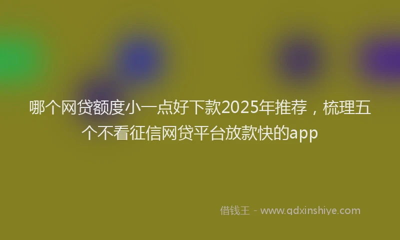 哪个网贷额度小一点好下款2025年推荐，梳理五个不看征信网贷平台放款快的app
