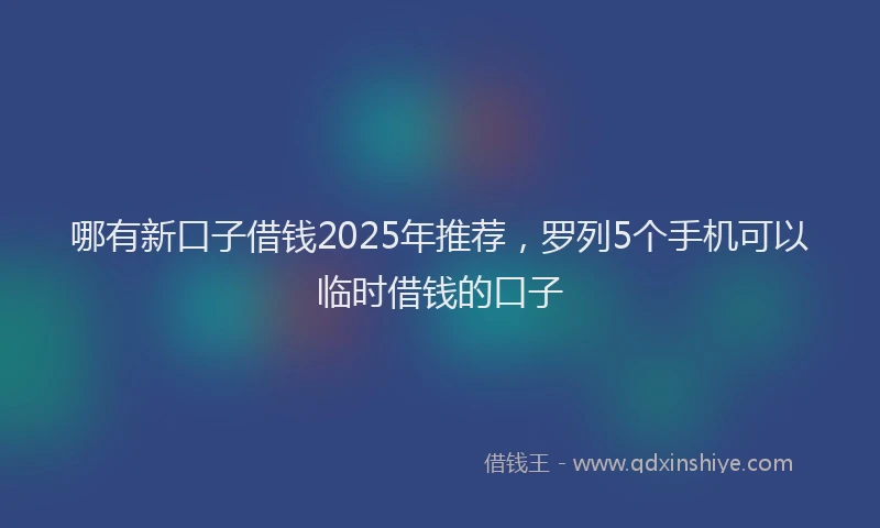 哪有新口子借钱2025年推荐，罗列5个手机可以临时借钱的口子
