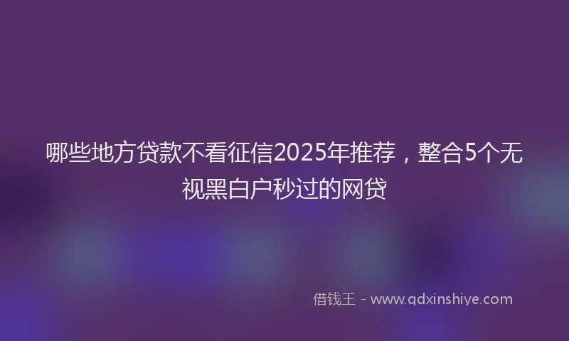 哪些地方贷款不看征信2025年推荐，整合5个无视黑白户秒过的网贷