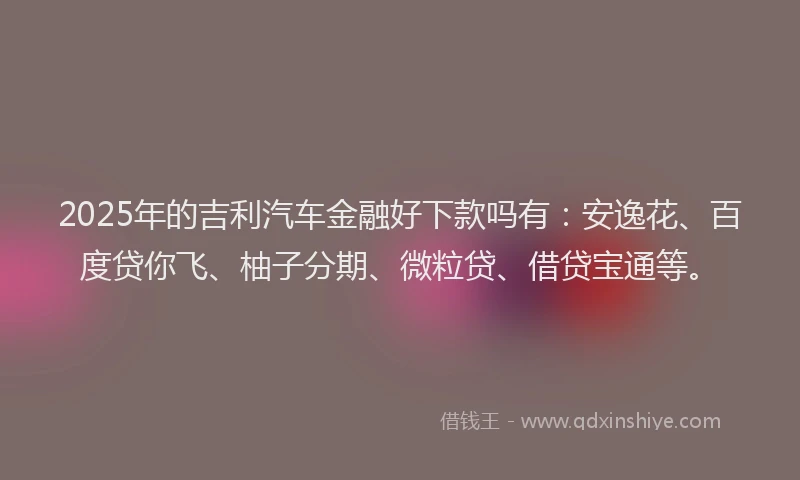 2025年的吉利汽车金融好下款吗有：安逸花、百度贷你飞、柚子分期、微粒贷、借贷宝通等。