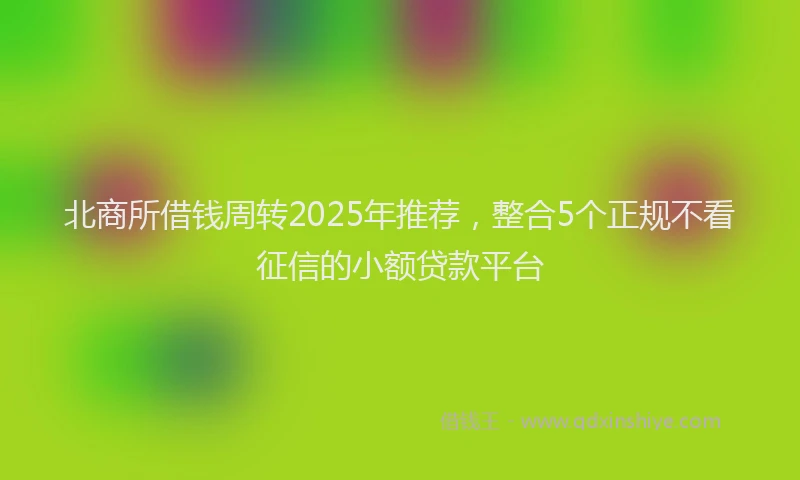 北商所借钱周转2025年推荐，整合5个正规不看征信的小额贷款平台